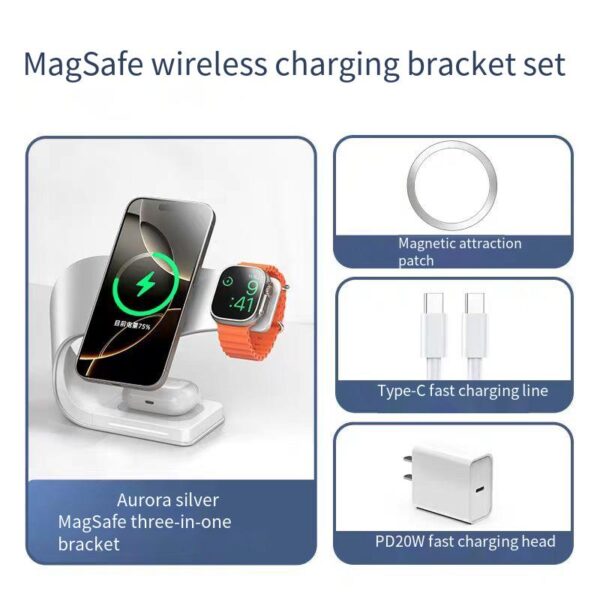 MagSafe four-in-one magnetic wireless charger is suitable for mobile phone headset watch bracket multifunctional universal.