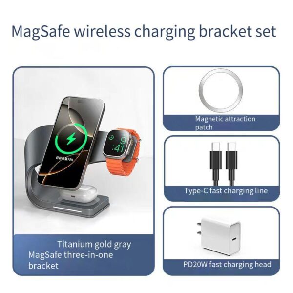 MagSafe four-in-one magnetic wireless charger is suitable for mobile phone headset watch bracket multifunctional universal.